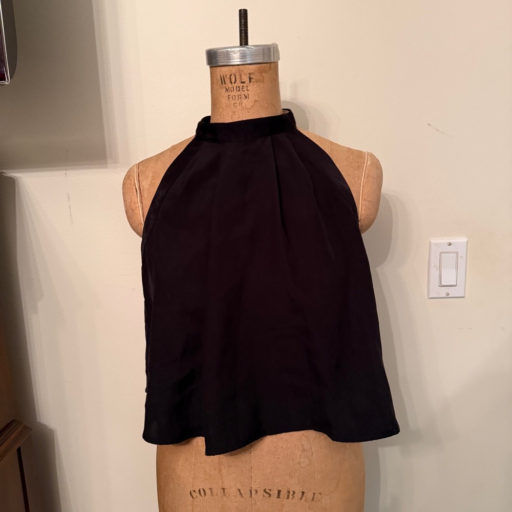 BCBGeneration Black Cropped Halter Tank Top